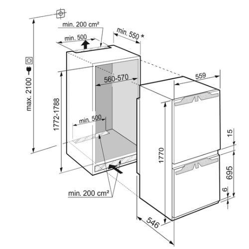 מקרר ‏מקפיא תחתון Liebherr ICNDI5173 ‏255 ‏ליטר ליבהר