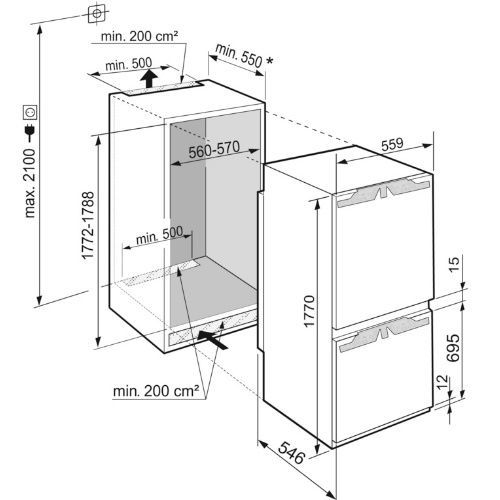 מקרר אינטגרלי מקפיא תחתון LIEBHERR ליבהר דגם ICND 5153