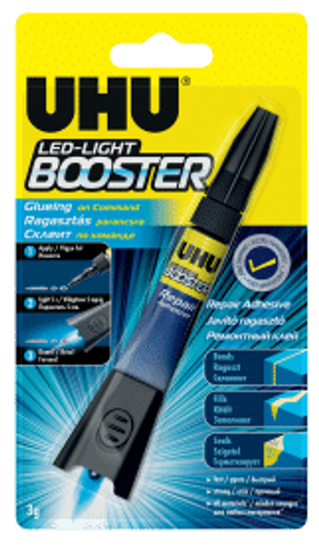 דבק UHU BOOSTER + פנס לד ליבוש מהיר