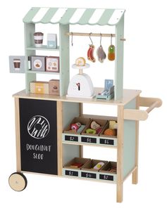 דוכן שוק / מטבח מעץ לילדים עם  ו 26 אביזרי משחק