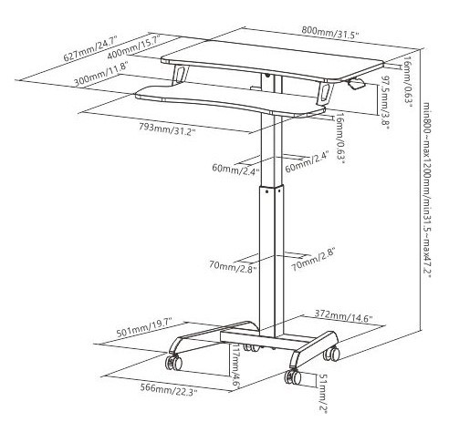 שולחן מקלדת מתכוונן Lumi FWS07-7