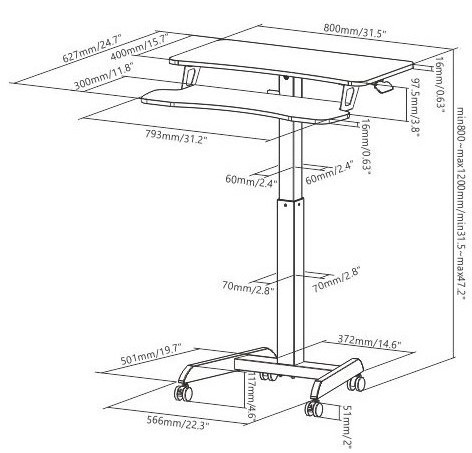 שולחן מקלדת מתכוונן Lumi FWS07-7