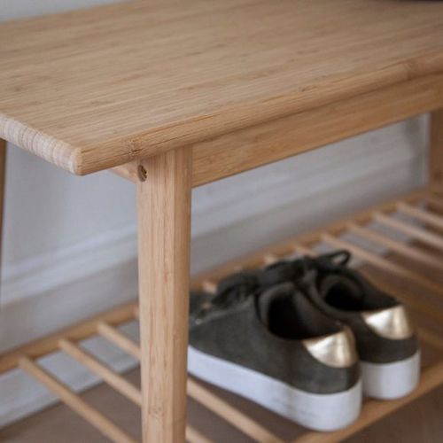 ספסל עם מדף תחתון במבוק NOBLE hall bench
