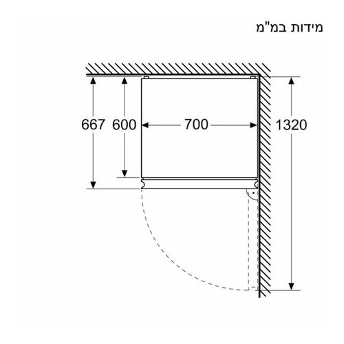 מקרר מקפיא תחתון 440 ליטר Siemens KG49NSBBF זכוכית שחורה | פולין