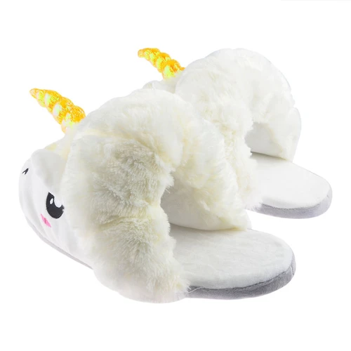 נעלי בית קסומות - חד קרן Unicorn Slippers מידות 42-35 - צבע לבן