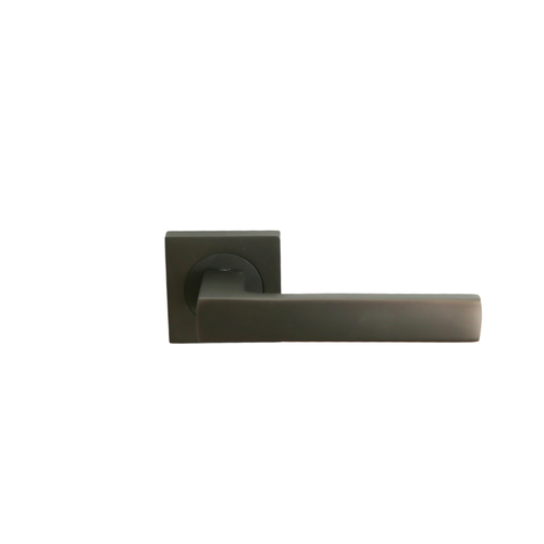 זוג ידיות לדלת T28SQ + בוקסות למפתח - טיטניום מוברש