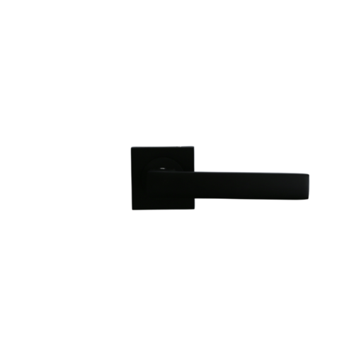 זוג ידיות לדלת T28SQ + בוקסות למפתח - שחור מט