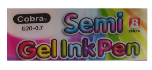  8 עטי לחצן כדוריים 0.7 COBRA G20 Semi Gel צבע שחור