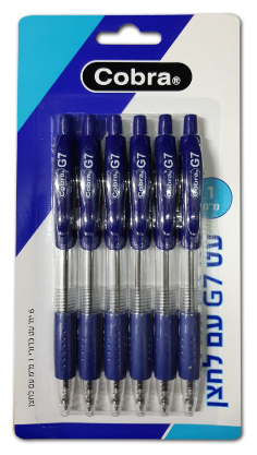 6 עטים כדוריים קוברה 7-G עם לחצן וגריפ