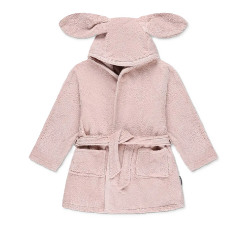 חלוק רחצה עם כובע 100% כותנה - ורוד פודרה (S)