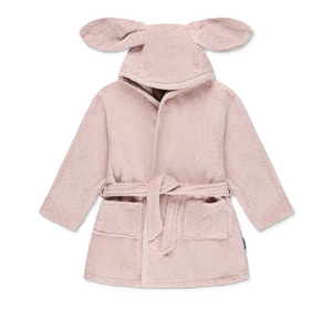 חלוק רחצה עם כובע 100% כותנה - ורוד פודרה (S)