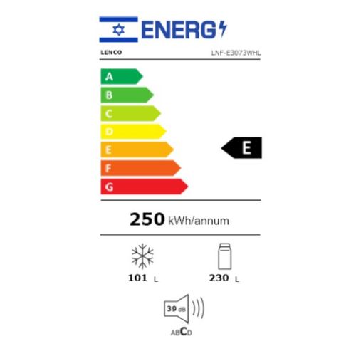 מקרר מקפיא תחתון 324 ליטר Lenco LNF-E3073WHR זכוכית לבנה