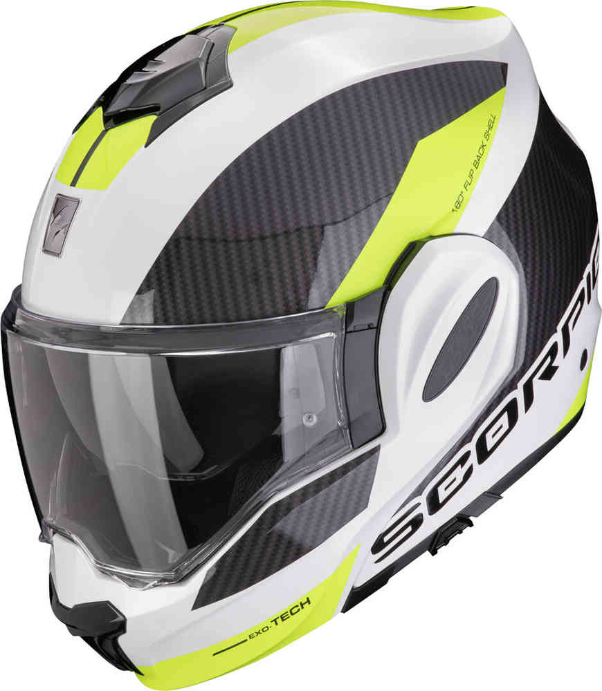 קסדת סקורפיון נפתחת קרבון לבן / צהוב - SCORPION EXO-TECH EVO CARBON ECE06