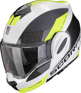 קסדת סקורפיון נפתחת קרבון לבן / צהוב - SCORPION EXO-TECH EVO CARBON ECE06