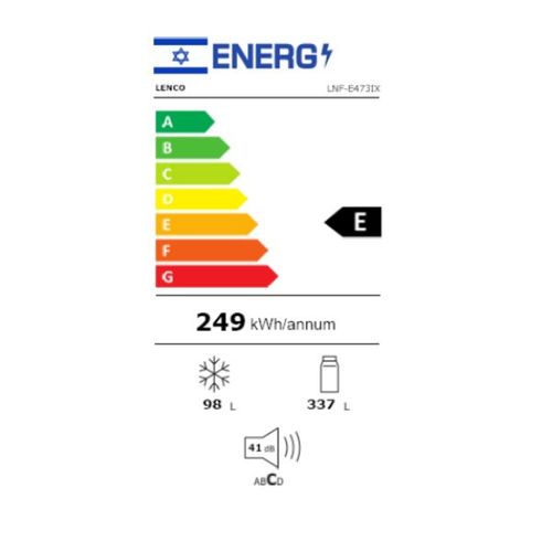 מקרר מקפיא עליון 435 ליטר Lenco LNF-E473VWH לבן