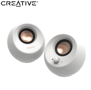 זוג רמקולים סטריאו אלחוטיים בלוטוט Creative Pebble V3 8Watt RMS, צבע לבן