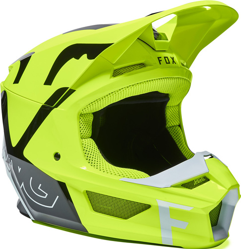 קסדת ילדים פוקס צהוב / אפור - FOX V1 SKEW YTH V22
