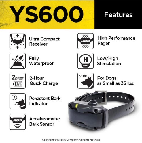 דוגטרה קולר נביחות YS600 לכלבים בינוניים-גדולים