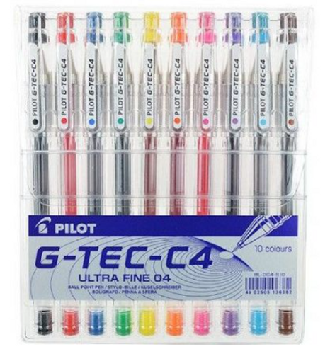  סט 10 עטי רולר ג'ל ראש סיכה פיילוט PILOT G-TEC-C4