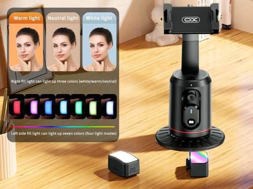 מעמד-חצובה מסתובב לטלפון הנייד עם  ,תאורה חכמה XO