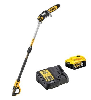 סט מסור שרשרת טלסקופי נטען 20V + סוללה 5AH + מטען DEWALT