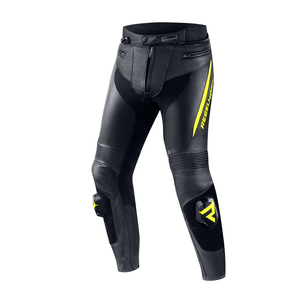 מכנס רכיבה מעור רבל הורן שחור / צהוב - REBELHORN FIGHTER LEATHER PANTS