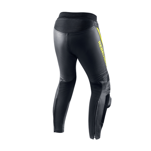 מכנס רכיבה מעור רבל הורן שחור / צהוב - REBELHORN FIGHTER LEATHER PANTS