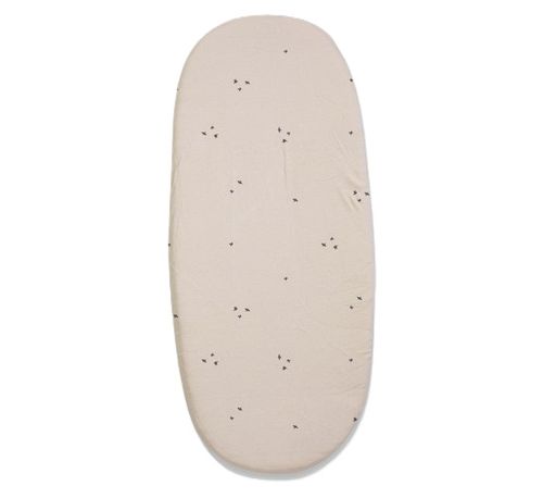 סדין 100% כותנה טריקו למזרן עגלת תינוק (אמבטיה) - קרם/ציפורים