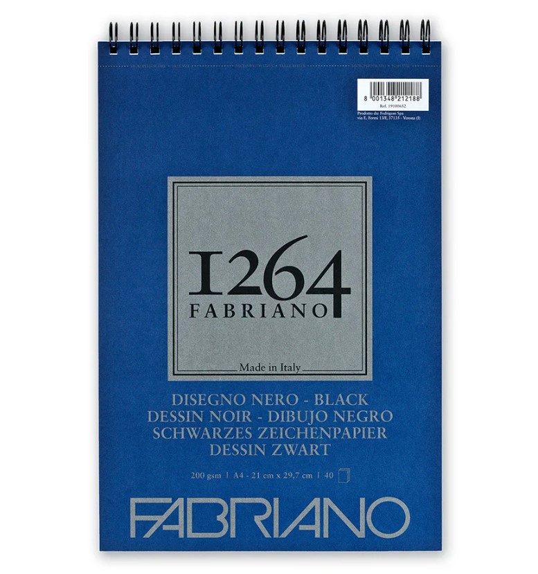 בלוק ספירלה של ניירות שחורים FABRIANO ( מגוון גדלים לבחירה)