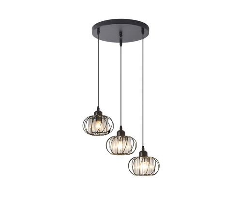 3 תלוי שחור עתיק על בסיס E27 3X60W