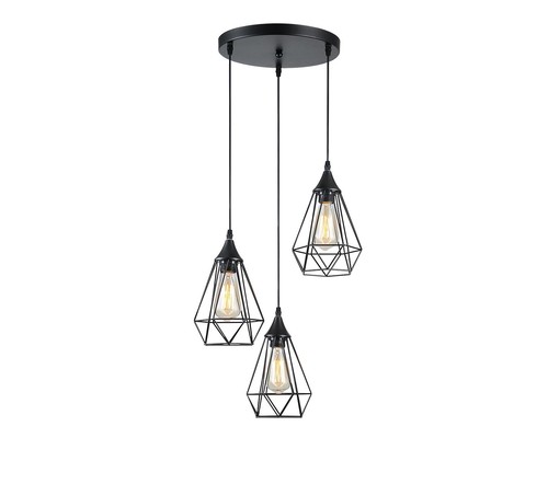 3 תלוי שחור עתיק על בסיס E27 3X40W