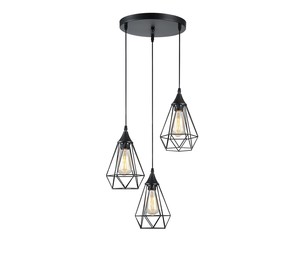 3 תלוי שחור עתיק על בסיס E27 3X40W