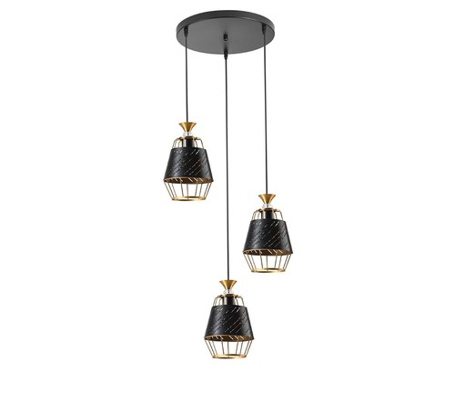 3 תלוי שחור+זהב עתיק על בסיס E27 3X40W