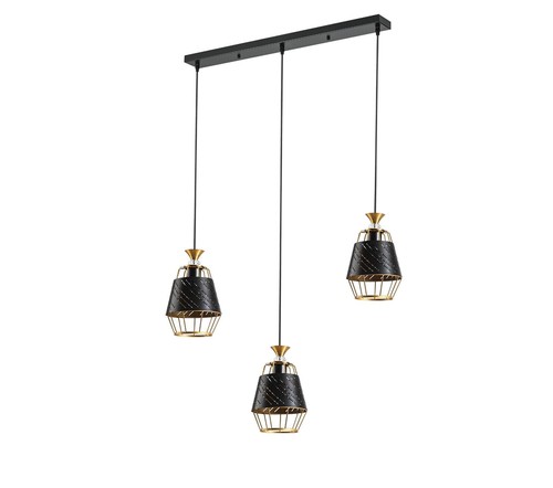 3 תלוי שחור+זהב עתיק על בסיס E27 3X40W