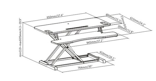 מעמד מחשב מתרומם עם מדף למקלדת Lumi DWS28-02N