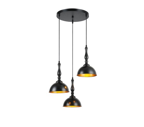 3 תלוי שחור+זהב עתיק על בסיס E27 3X40W
