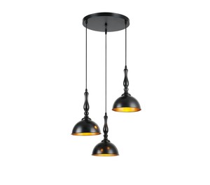 3 תלוי שחור+זהב עתיק על בסיס E27 3X40W