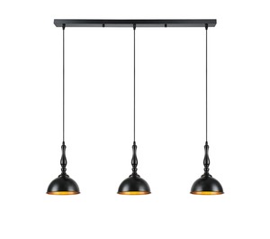 3 תלוי שחור+זהב עתיק על בסיס E27 3X40W