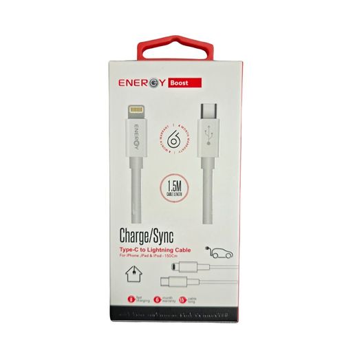 כבל סנכרון וטעינה Energy Boost TYPE-C TO Lightning