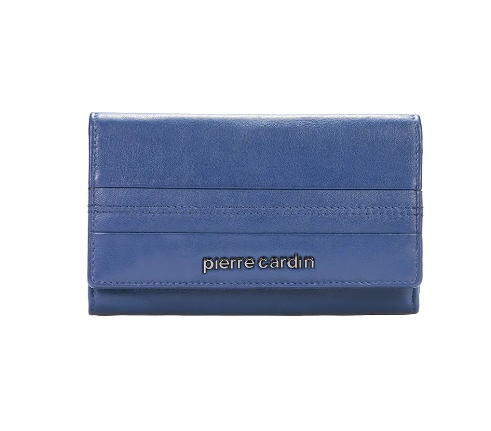 ארנק מעור לנשים בצבע כחול - PIERRE CARDIN BLUE 6334TILAK130