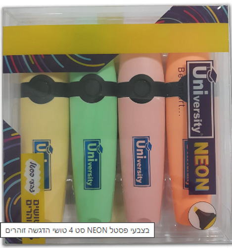  סט 4 טושי הדגשה זוהרים NEON בצבעי פסטל