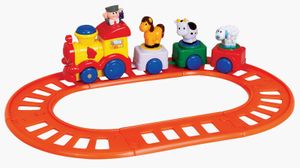 סט פסי רכבת, קטר מנגן ו 3 קרונות התאם צורה חיות