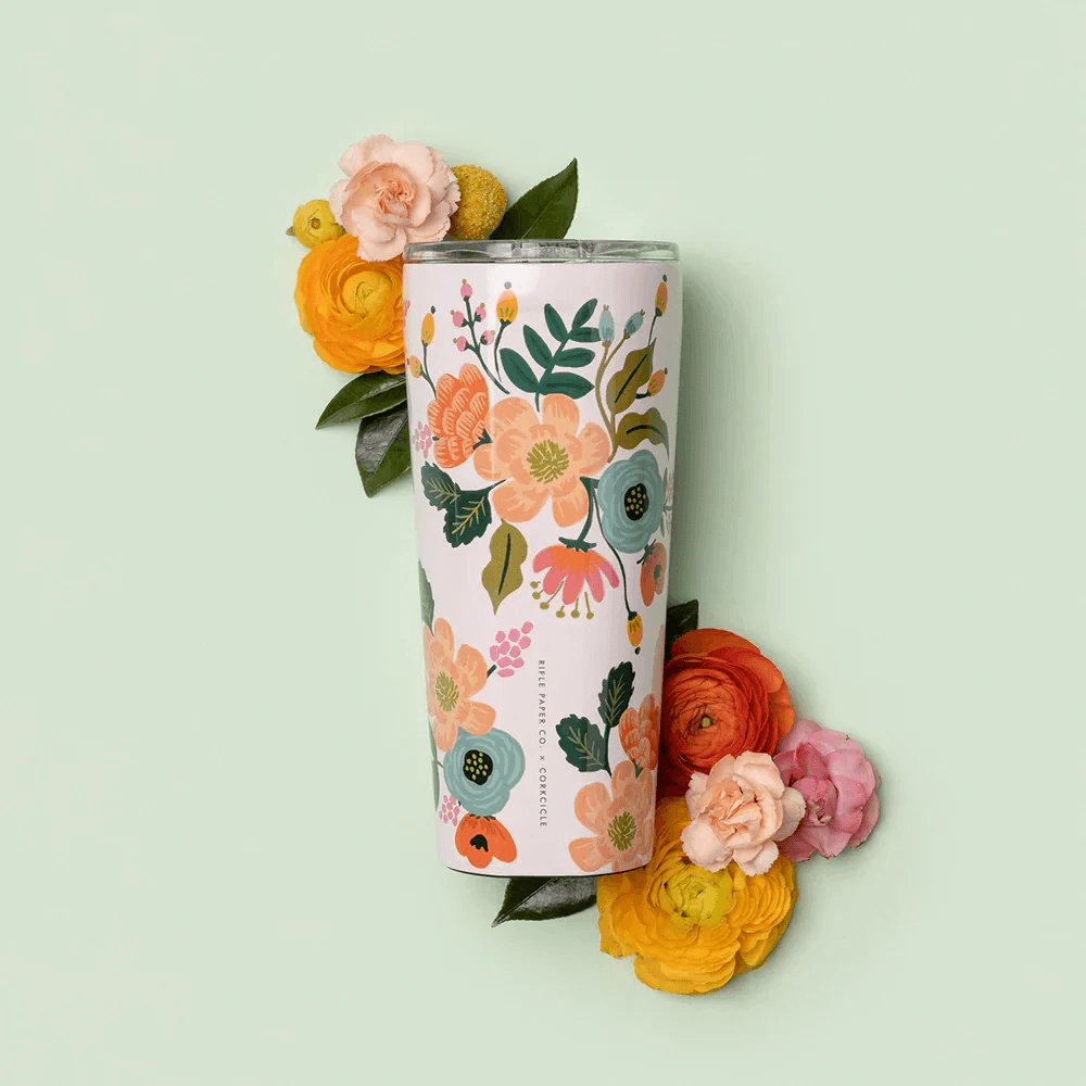 כוס מתכת 475ML פרחוני קרם