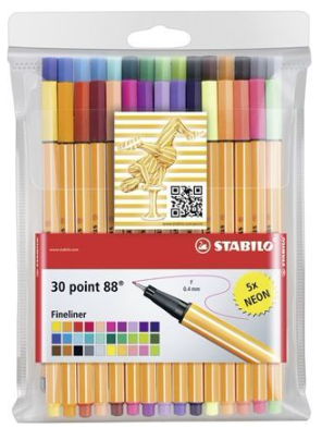 עטי לבד ראש סיכה סטבילו פויינט 88 stabilo point -סט 30 יחידות