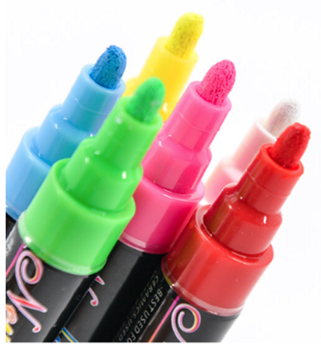  סט 4 טושים ללוח מחיק בצבעי FLUO LIQUID CHALK