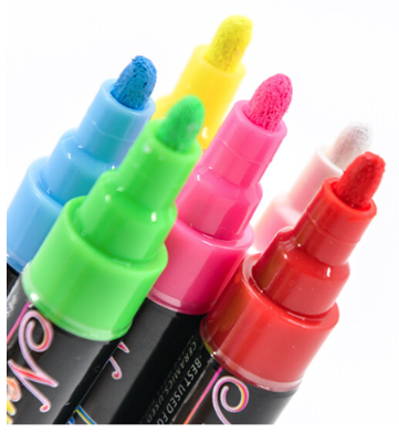 סט 4 טושים ללוח מחיק בצבעי FLUO LIQUID CHALK