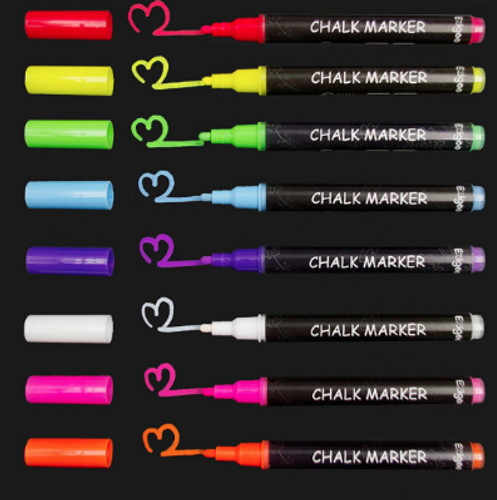  סט 8 טושים ללוח מחיק בצבעי FLUO LIQUID CHALK