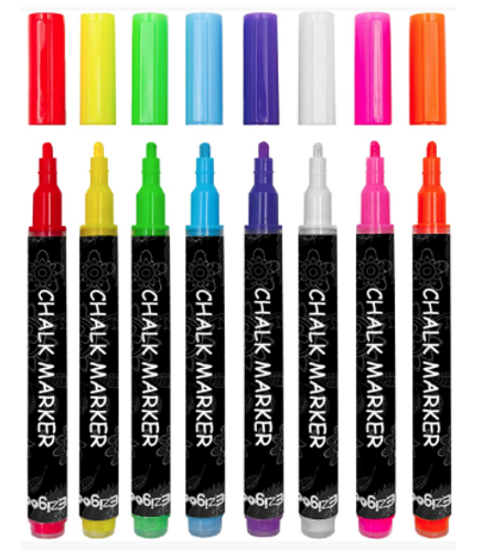  סט 8 טושים ללוח מחיק בצבעי FLUO LIQUID CHALK