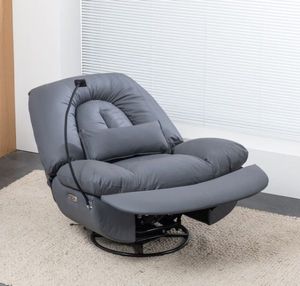 כורסת מסאג עור ריקליינר חשמלי AIR LEATHER אריאן פרימיום אפור El-Kol