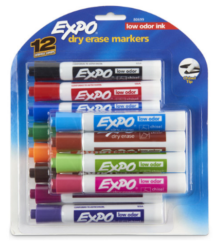  טושים צבעוניים EXPO ללוח מחיק - מארז 12 יחידות